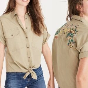 Madewell embroidered tie-front Camp Shirt